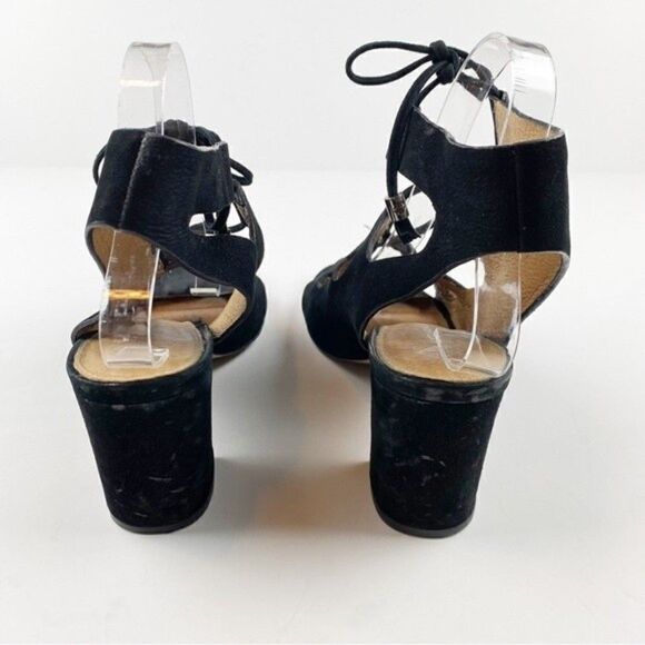 Antonio Melani Jessay Black Suede Leather Lace Up Block Heel Sandals Size 9.5 - Picture 6 of 14